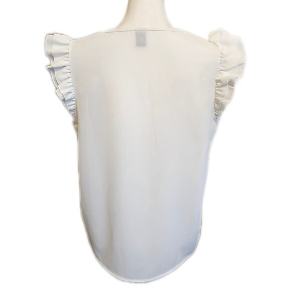 SHEIN lace v-neck, ruffle sleeve blouse top in white,  size L - Picture 3 of 5